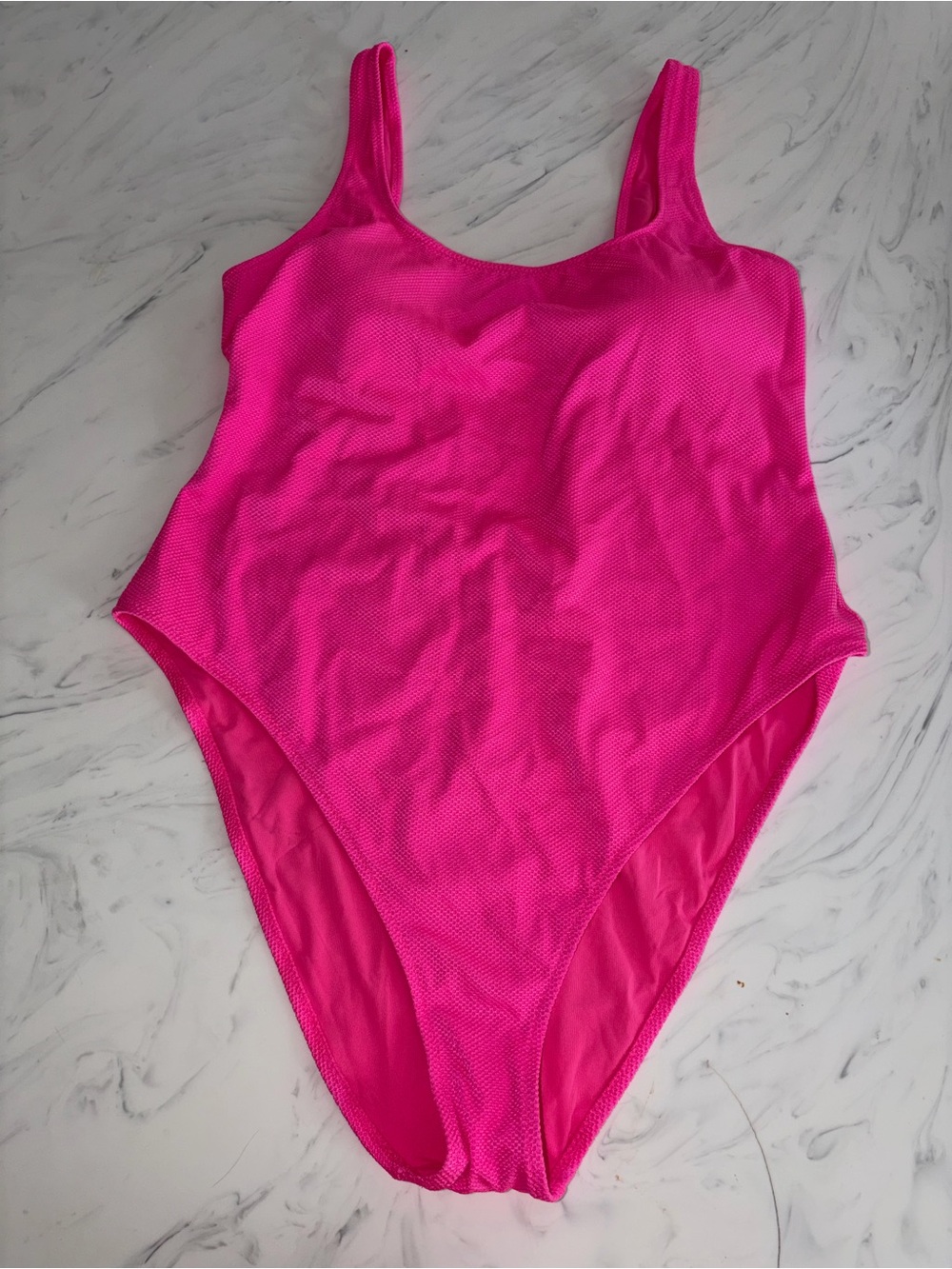 Aerie cheeky new one piece bathing suit open back solid pink waffle textured xxl